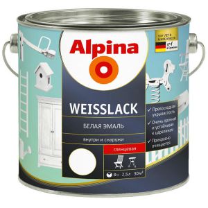 Эмаль Alpina Weisslack белая, 2.5л